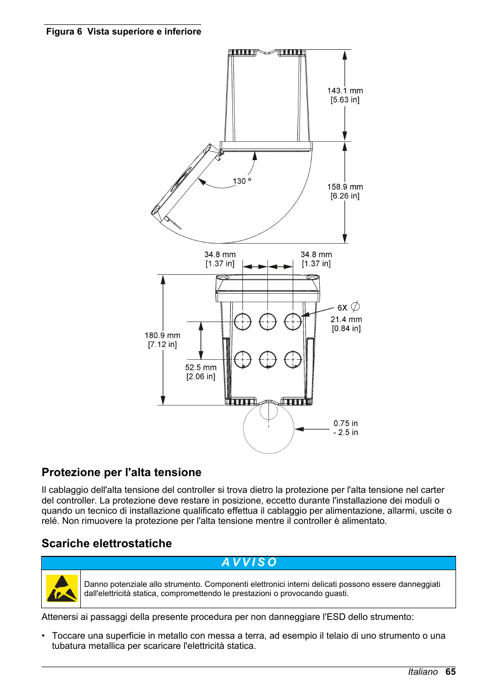 Protezione per l'alta tensione, Scariche elettrostatiche, Figura 6 | Hach-Lange SC 200 Basic User Manual User Manual | Page 65 / 638