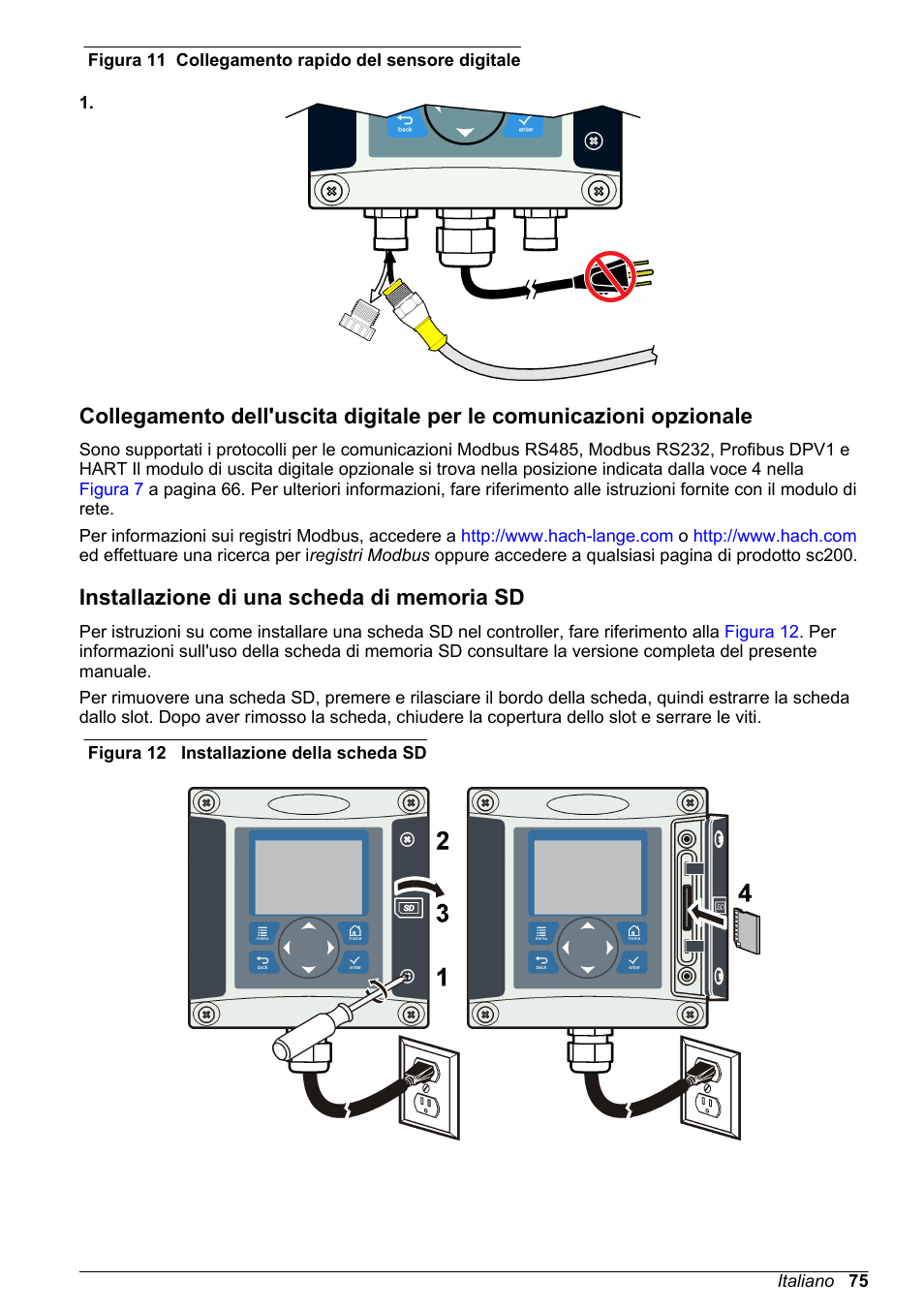 Installazione di una scheda di memoria sd, Figura 11 | Hach-Lange SC 200 Basic User Manual User Manual | Page 75 / 638