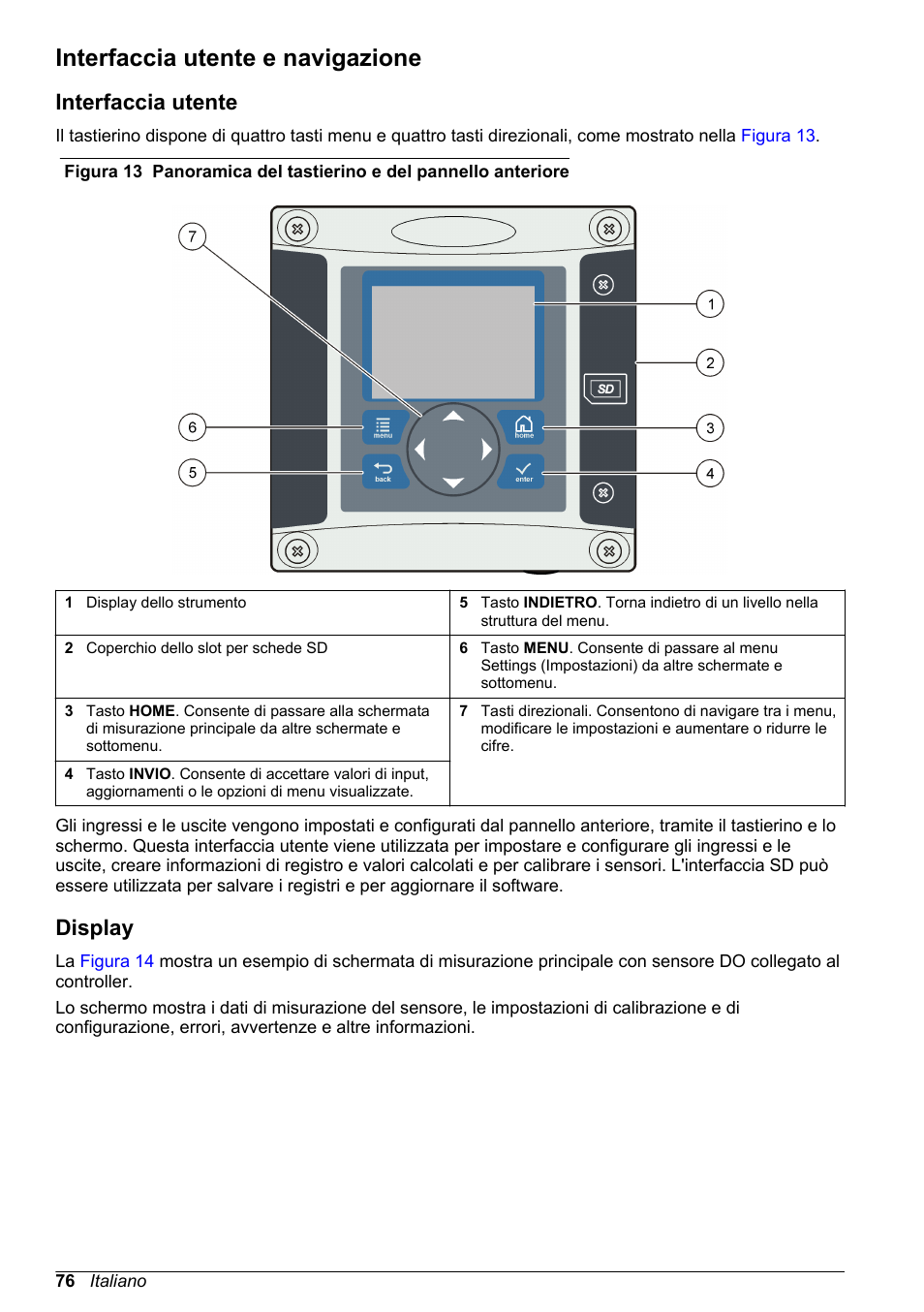Interfaccia utente e navigazione, Interfaccia utente, Display | Hach-Lange SC 200 Basic User Manual User Manual | Page 76 / 638