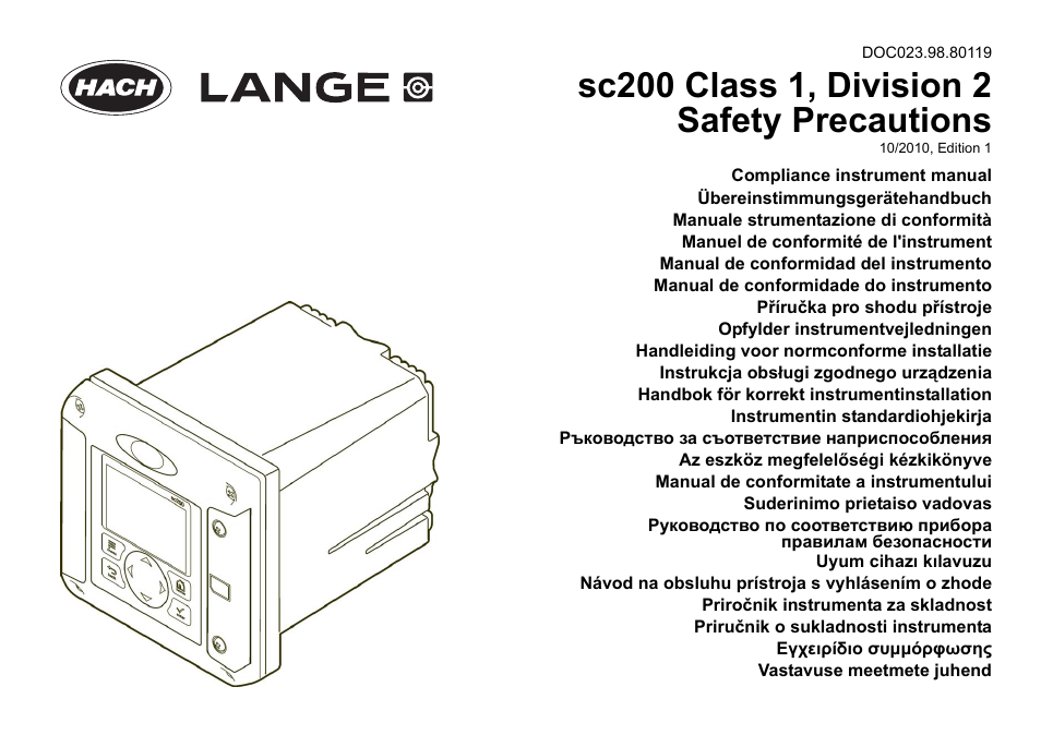 Hach-Lange SC 200 Class 1 Compliance instrument manual User Manual | 50 pages