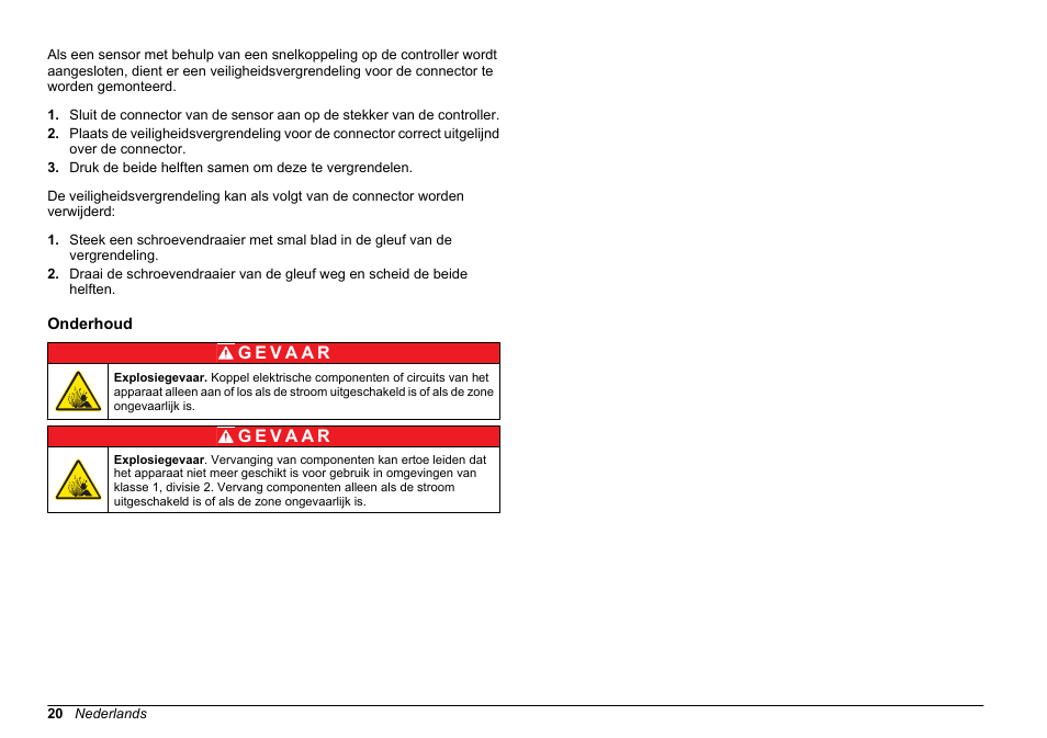 Onderhoud | Hach-Lange SC 200 Class 1 Compliance instrument manual User Manual | Page 20 / 50