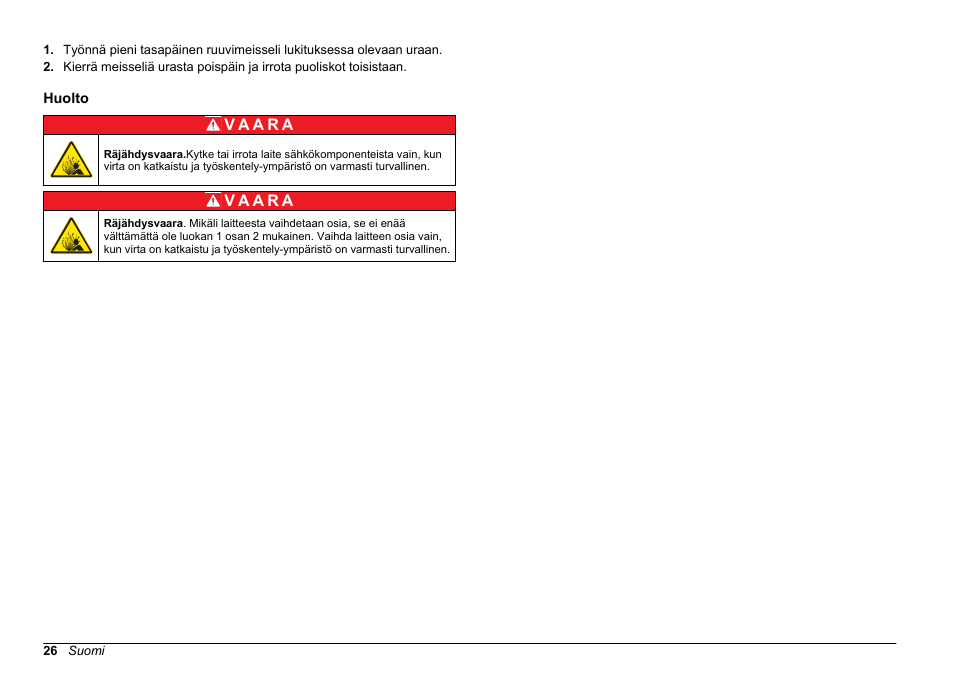 Huolto | Hach-Lange SC 200 Class 1 Compliance instrument manual User Manual | Page 26 / 50