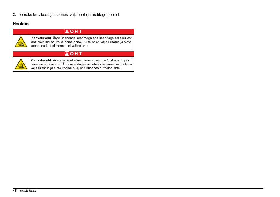 Hooldus | Hach-Lange SC 200 Class 1 Compliance instrument manual User Manual | Page 48 / 50