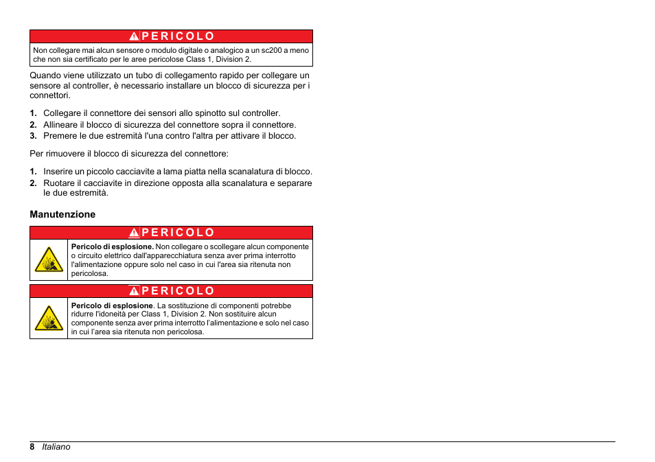 Manutenzione | Hach-Lange SC 200 Class 1 Compliance instrument manual User Manual | Page 8 / 50