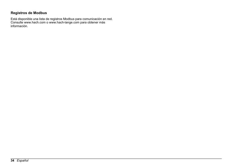 Registros de modbus | Hach-Lange SC 200 Active 4-20 mA Output Module User Manual User Manual | Page 34 / 148