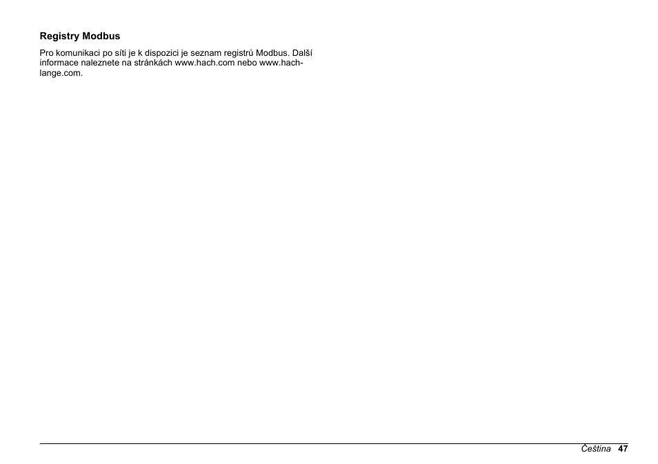 Registry modbus | Hach-Lange SC 200 Active 4-20 mA Output Module User Manual User Manual | Page 47 / 148