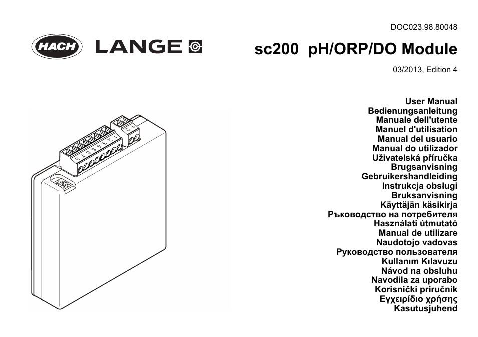 Hach-Lange SC 200 pH_ORP_DO Module User Manual User Manual | 166 pages