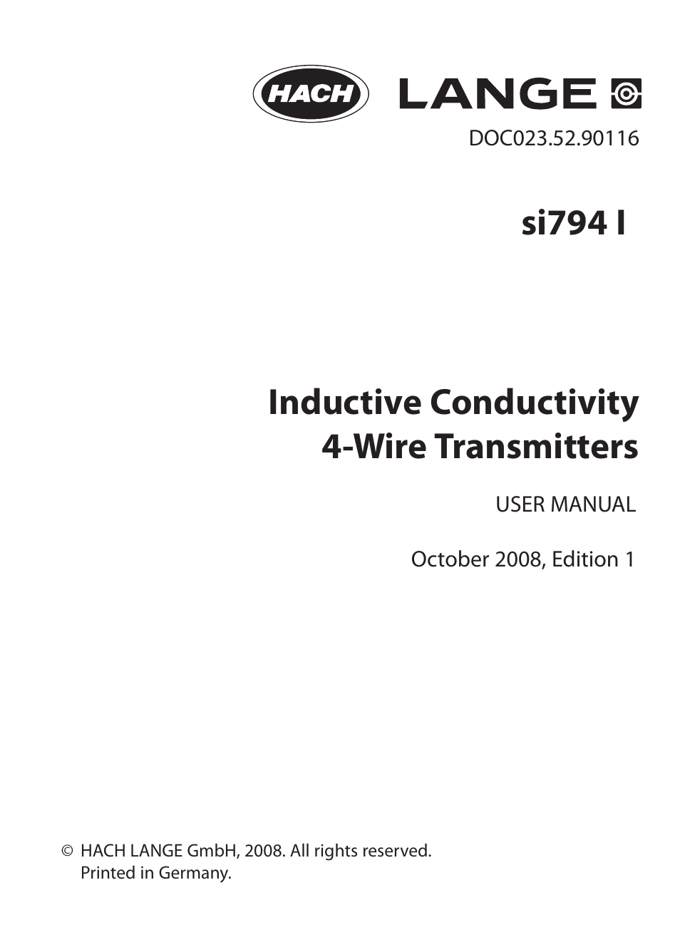 Hach-Lange SI794 I User Manual User Manual | 128 pages