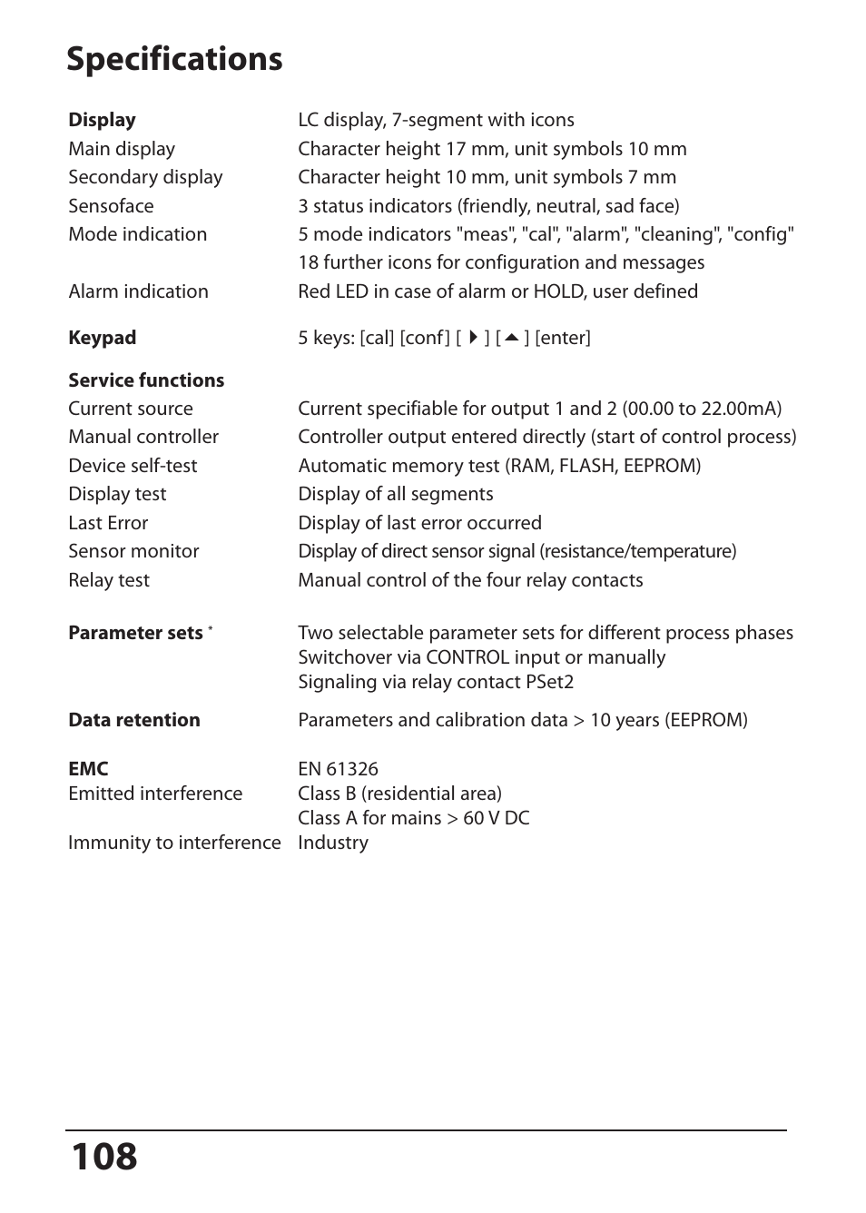 Specifications | Hach-Lange SI794 I User Manual User Manual | Page 108 / 128
