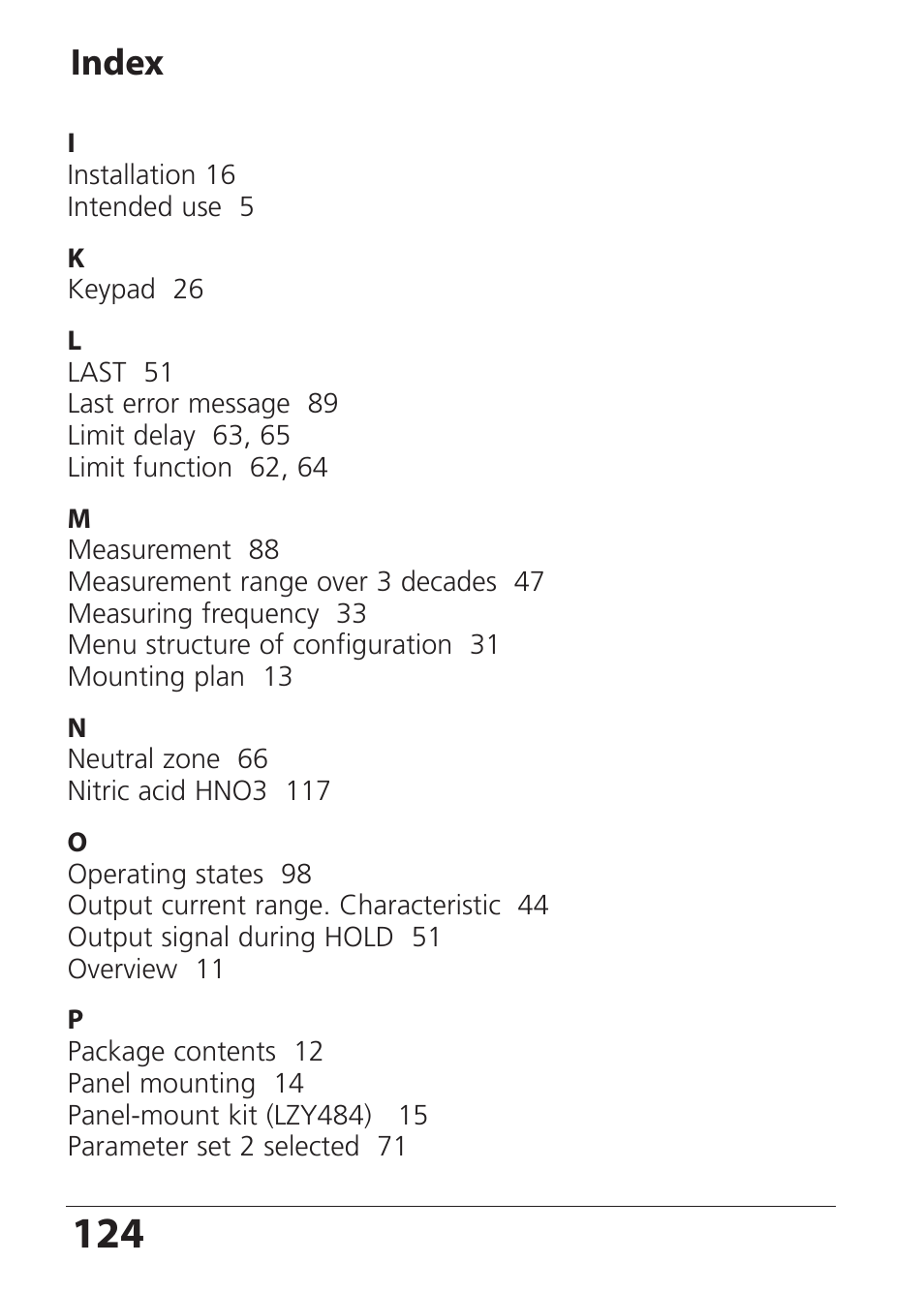 Index | Hach-Lange SI794 I User Manual User Manual | Page 124 / 128