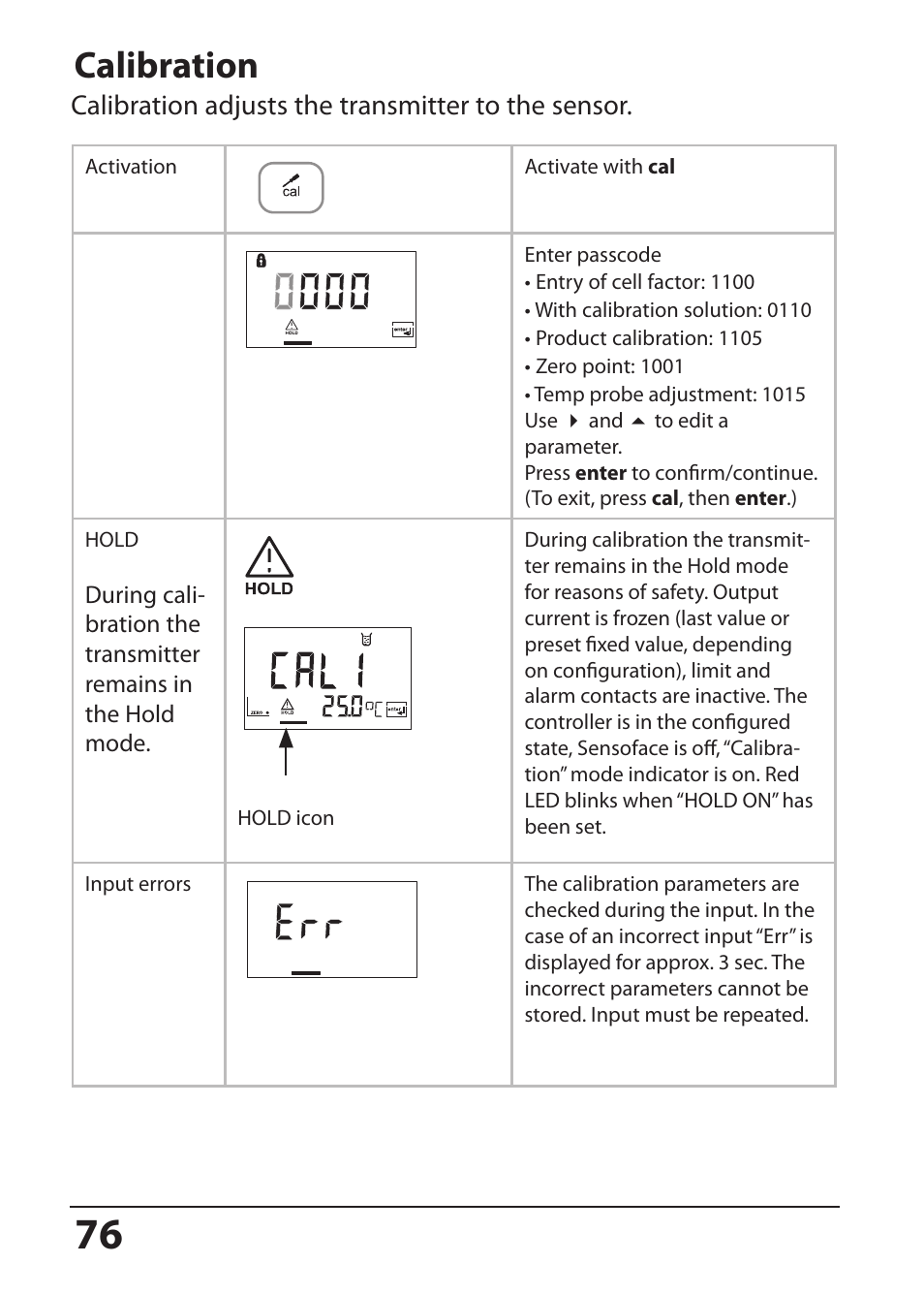 Calibration, Calibration adjusts the transmitter to the sensor | Hach-Lange SI794 I User Manual User Manual | Page 76 / 128