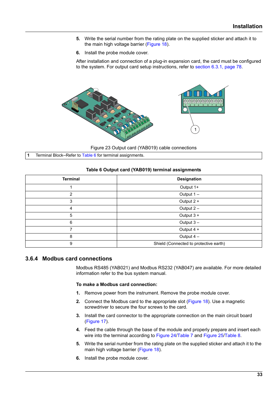 4 modbus card connections, Figure 23, Installation | Hach-Lange SC 1000 User Manual | Page 35 / 152