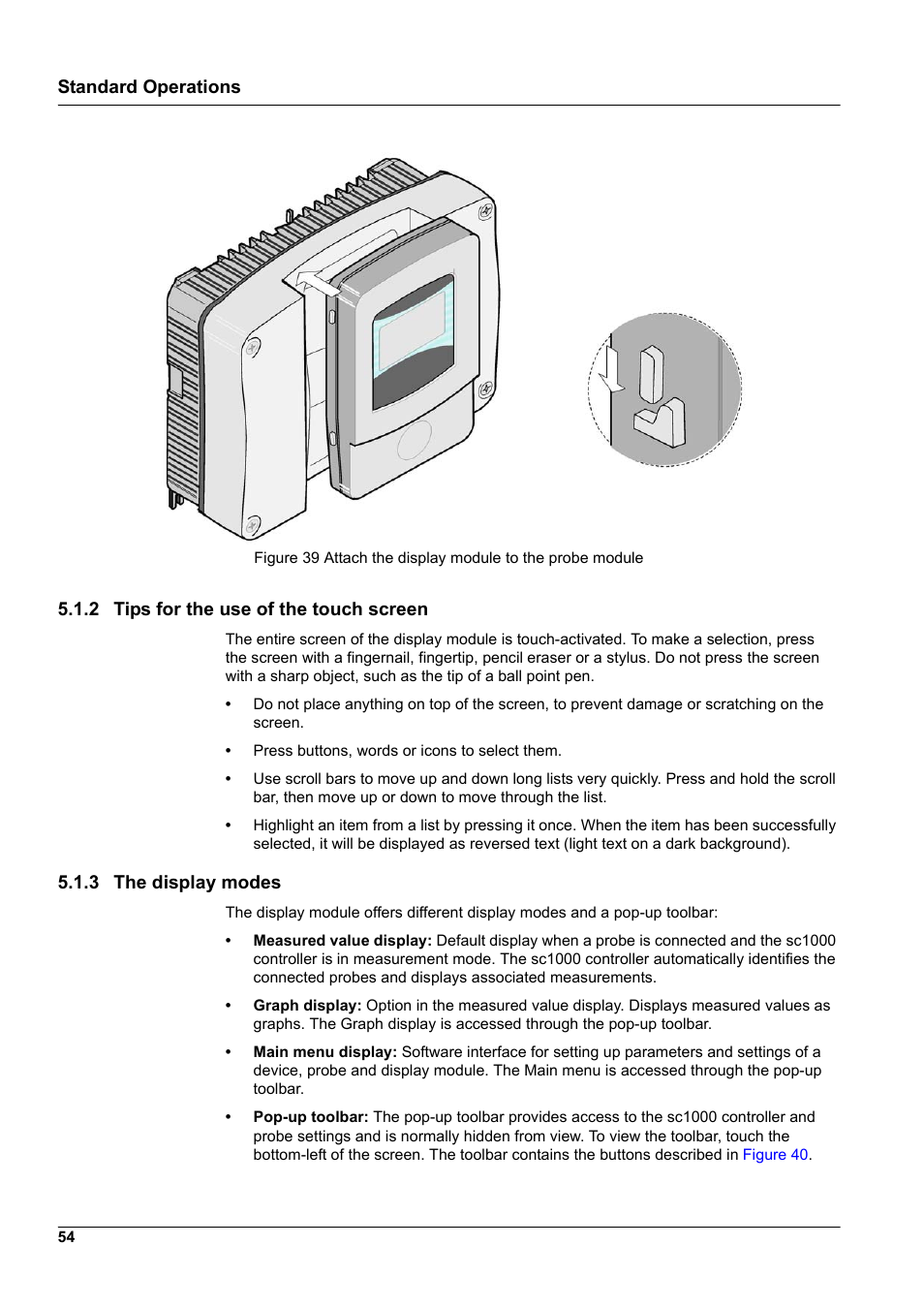 2 tips for the use of the touch screen, 3 the display modes, Figure 39 | Hach-Lange SC 1000 User Manual | Page 56 / 152