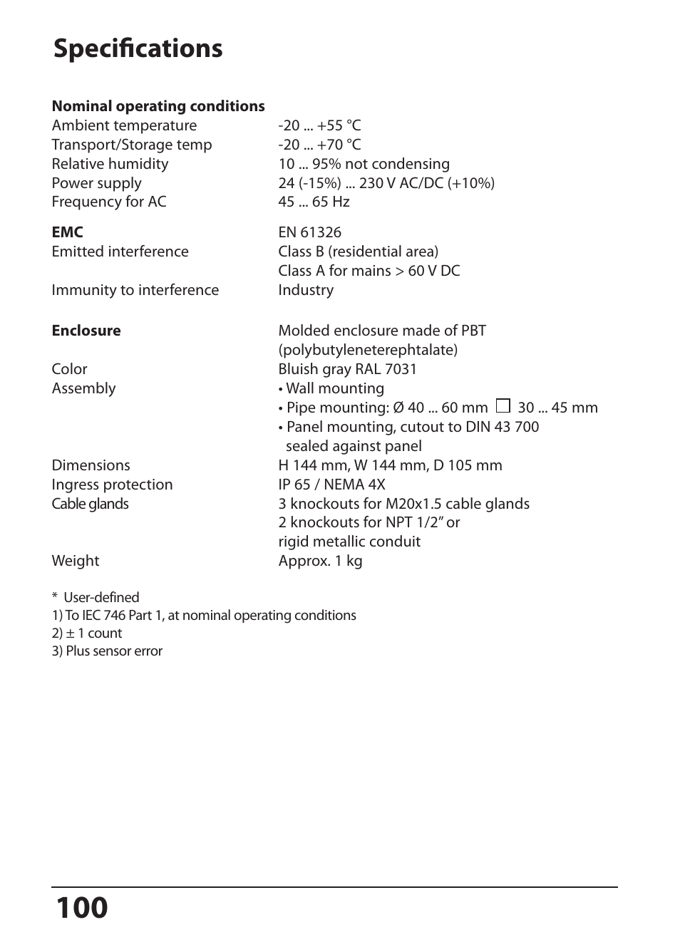 Specifications | Hach-Lange SI794 P User Manual User Manual | Page 100 / 128