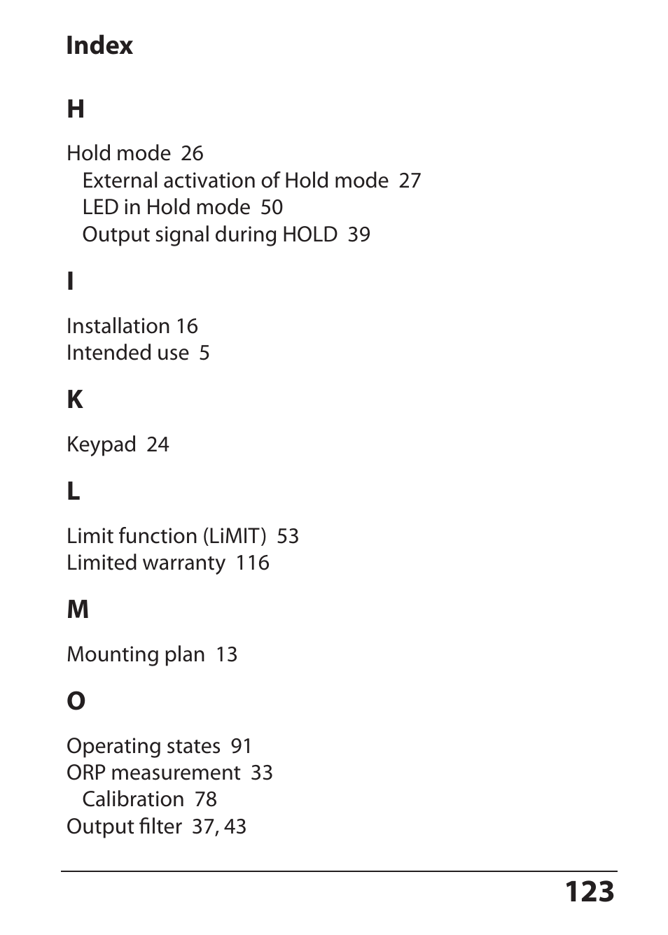 Index | Hach-Lange SI794 P User Manual User Manual | Page 123 / 128