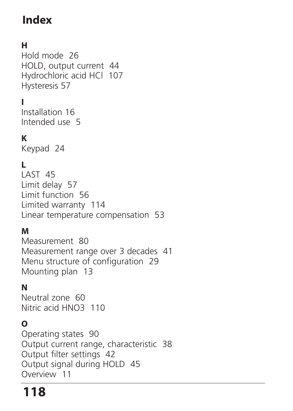 Index | Hach-Lange SI794 C User Manual User Manual | Page 118 / 124