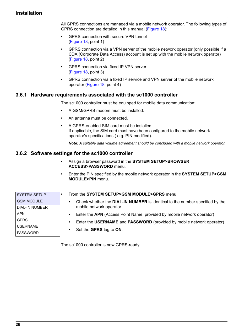 2 software settings for the sc1000 controller, Installation | Hach-Lange SC 1000 Controller Enhanced Communications User Manual | Page 26 / 50