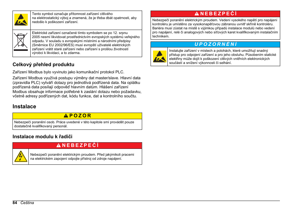 Celkový přehled produktu, Instalace, Instalace modulu k řadiči | Hach-Lange SC 200 Modbus Module User Manual User Manual | Page 84 / 312