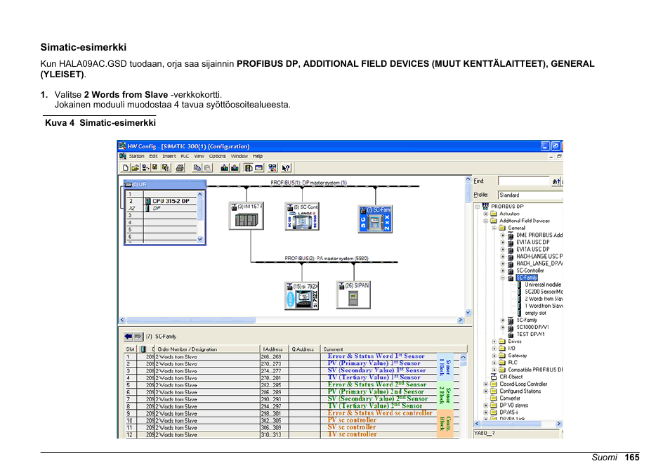 Simatic-esimerkki | Hach-Lange SC 200 Profibus network card User Manual User Manual | Page 165 / 316