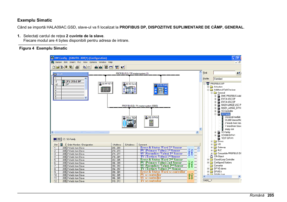 Exemplu simatic | Hach-Lange SC 200 Profibus network card User Manual User Manual | Page 205 / 316
