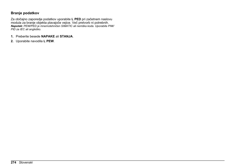 Branje podatkov | Hach-Lange SC 200 Profibus network card User Manual User Manual | Page 274 / 316