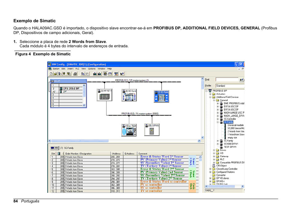 Exemplo de simatic | Hach-Lange SC 200 Profibus network card User Manual User Manual | Page 84 / 316