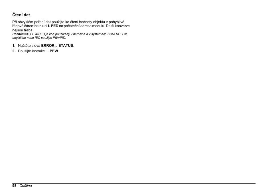 Čtení dat | Hach-Lange SC 200 Profibus network card User Manual User Manual | Page 98 / 316