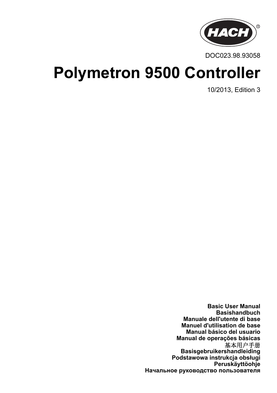 Hach-Lange POLYMETRON 9500 Basic User Manual User Manual | 284 pages