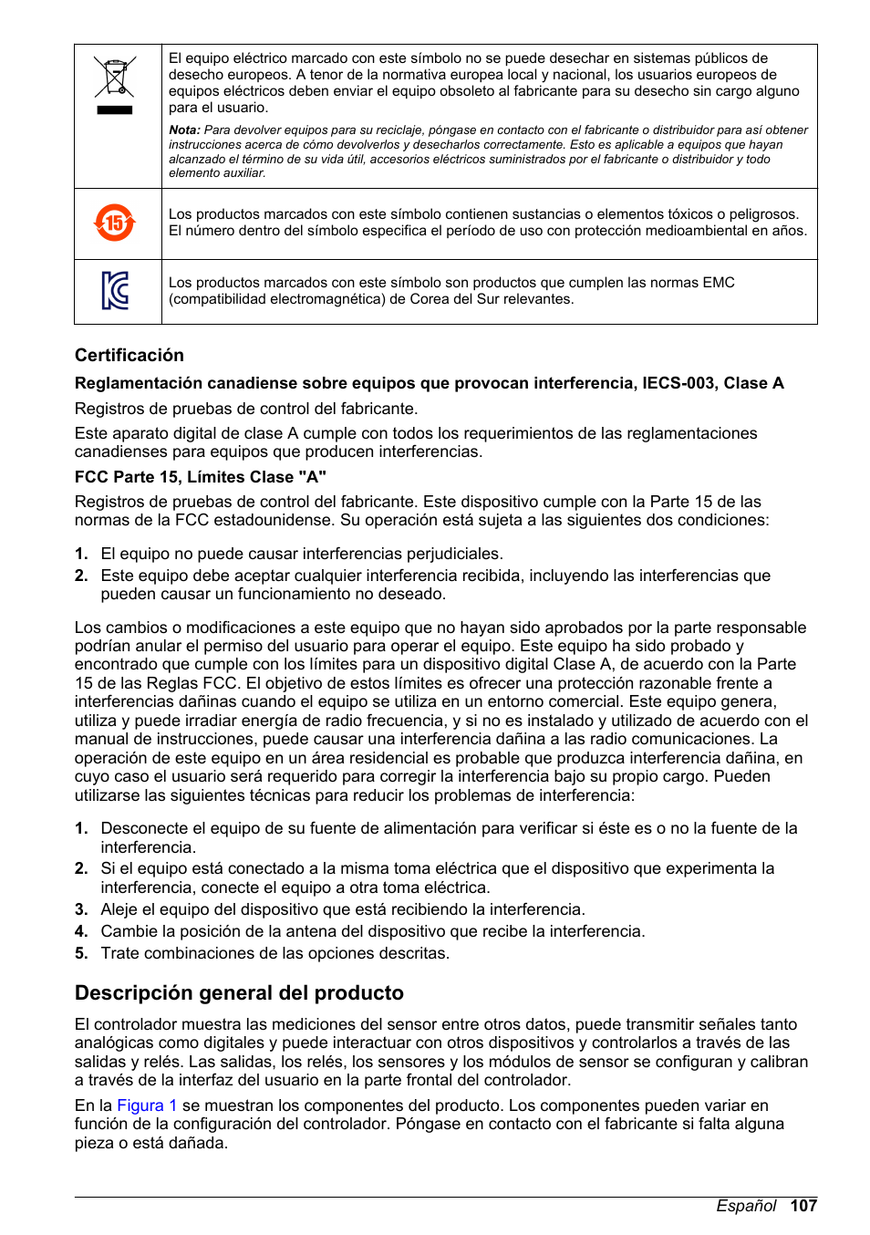Certificación, Descripción general del producto | Hach-Lange POLYMETRON 9500 Basic User Manual User Manual | Page 107 / 284