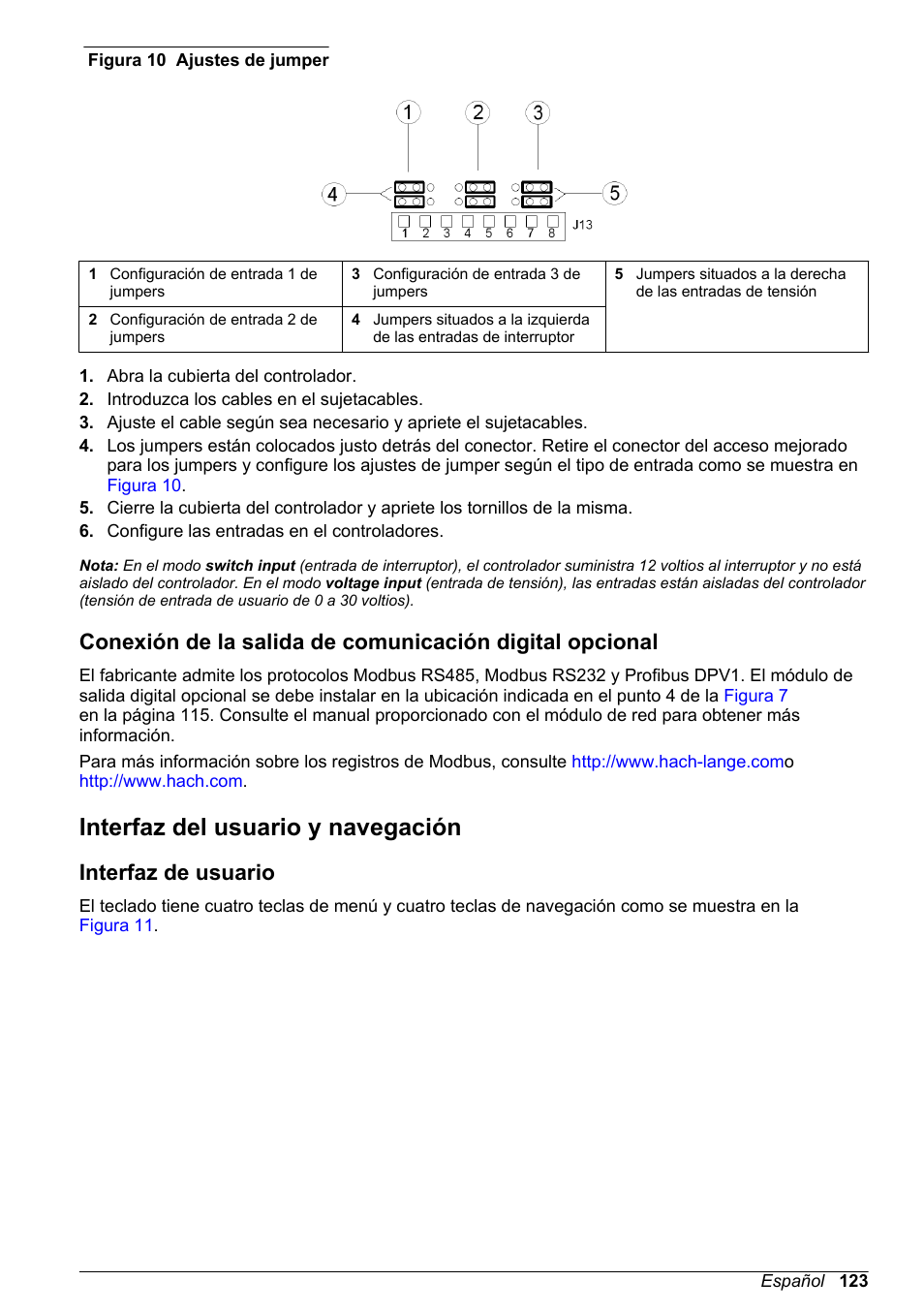 Interfaz del usuario y navegación, Interfaz de usuario, Figura 10 | Hach-Lange POLYMETRON 9500 Basic User Manual User Manual | Page 123 / 284