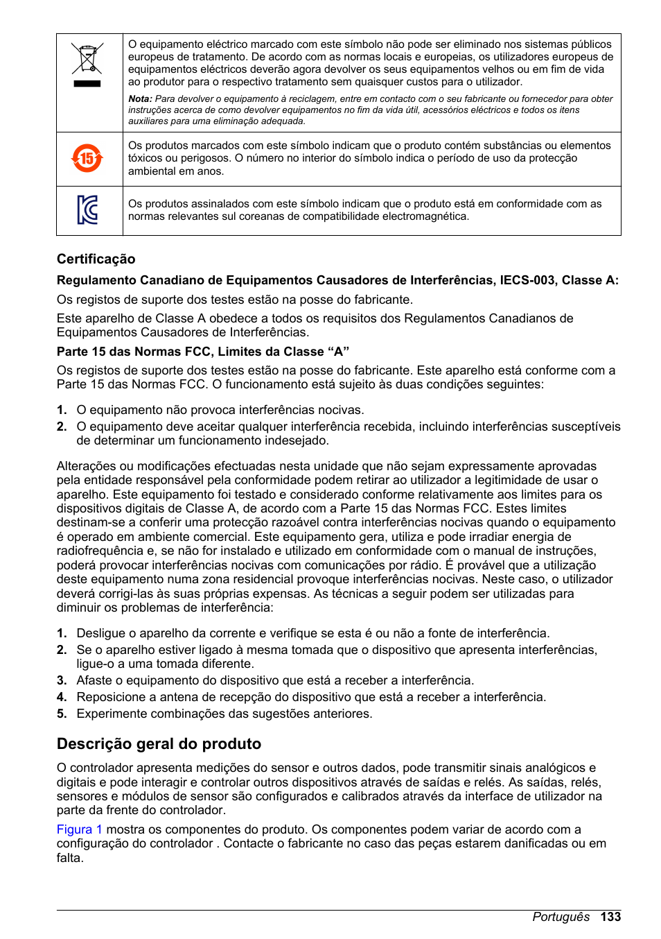 Certificação, Descrição geral do produto | Hach-Lange POLYMETRON 9500 Basic User Manual User Manual | Page 133 / 284