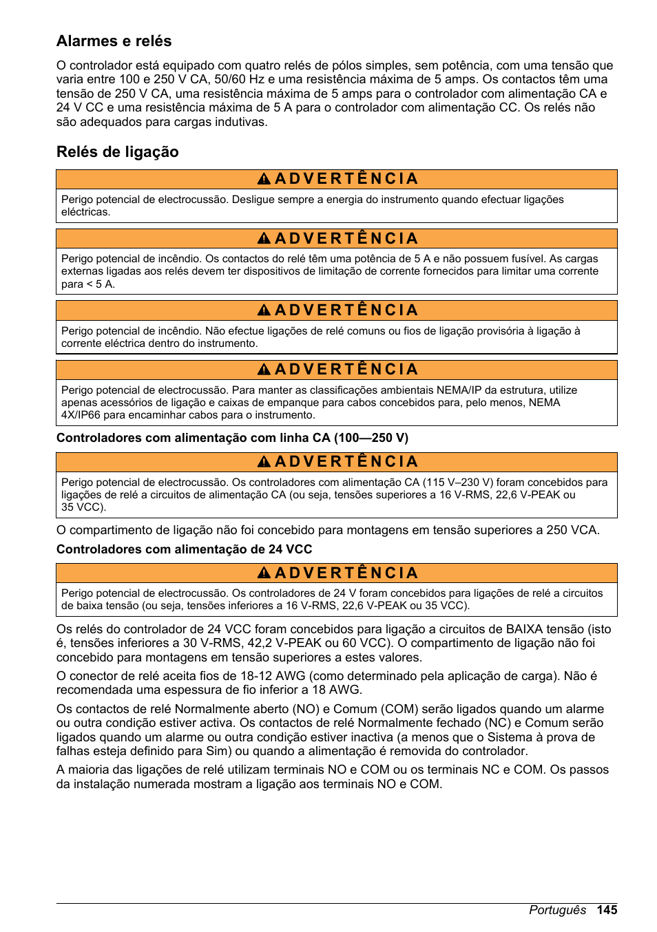 Alarmes e relés, Relés de ligação | Hach-Lange POLYMETRON 9500 Basic User Manual User Manual | Page 145 / 284