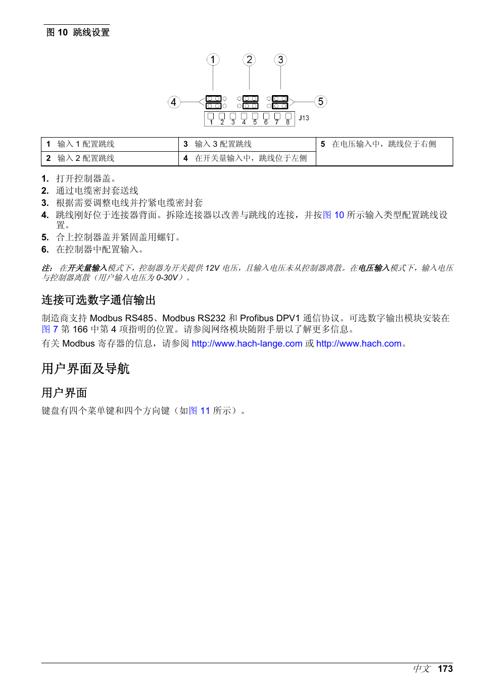 连接可选数字通信输出, 用户界面及导航, 用户界面 | Hach-Lange POLYMETRON 9500 Basic User Manual User Manual | Page 173 / 284