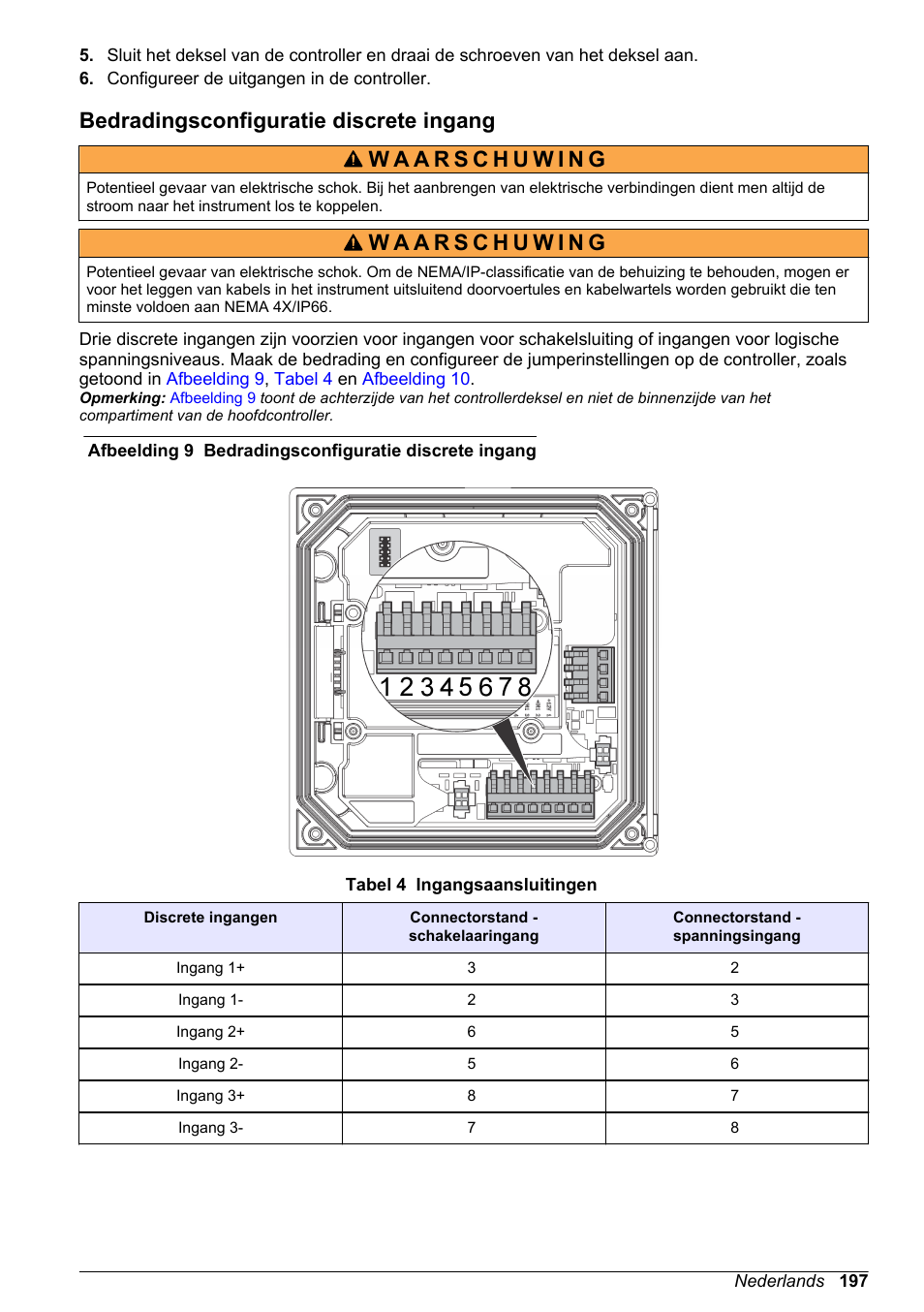 Bedradingsconfiguratie discrete ingang | Hach-Lange POLYMETRON 9500 Basic User Manual User Manual | Page 197 / 284