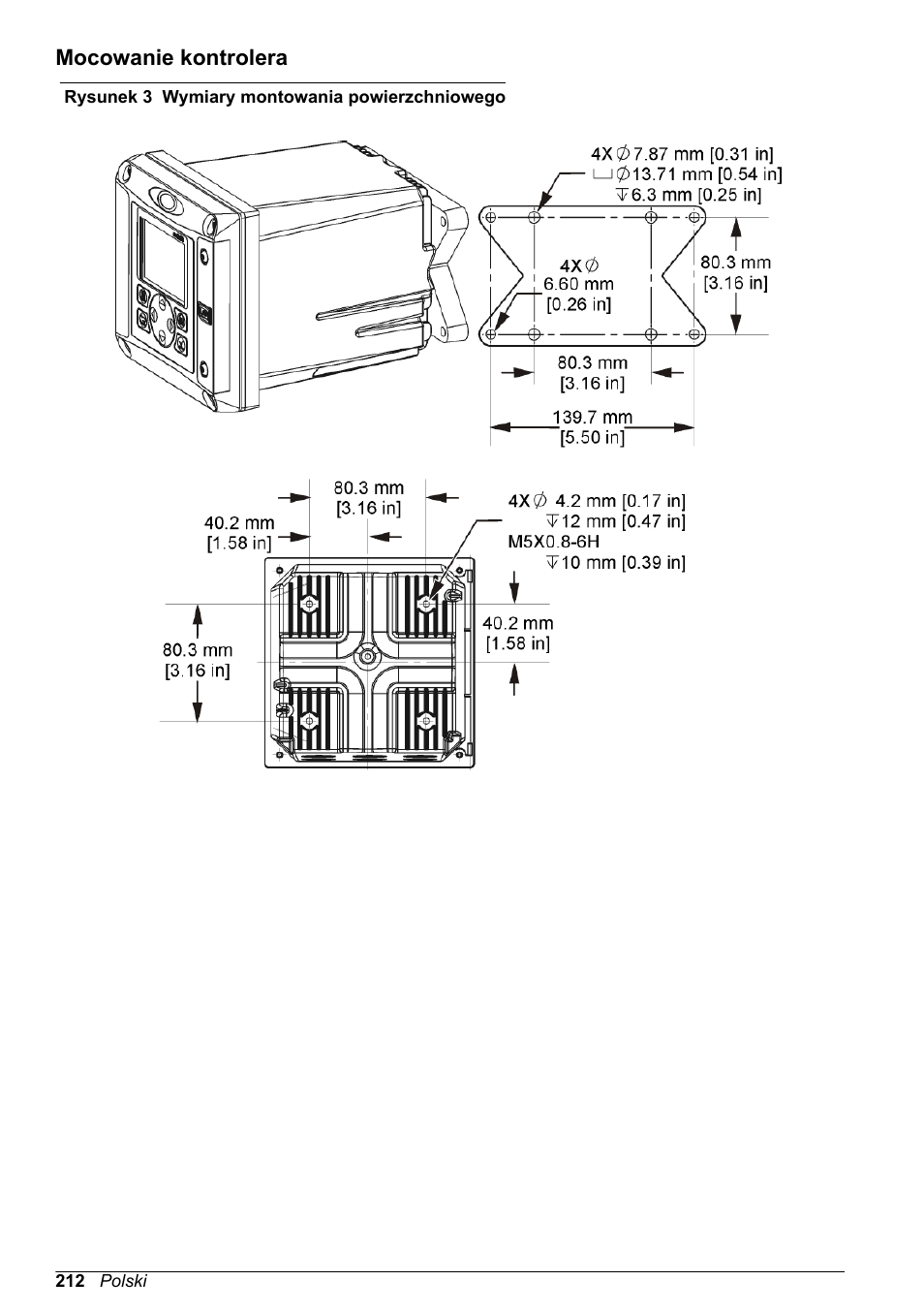 Mocowanie kontrolera, Rysunek 3 | Hach-Lange POLYMETRON 9500 Basic User Manual User Manual | Page 212 / 284