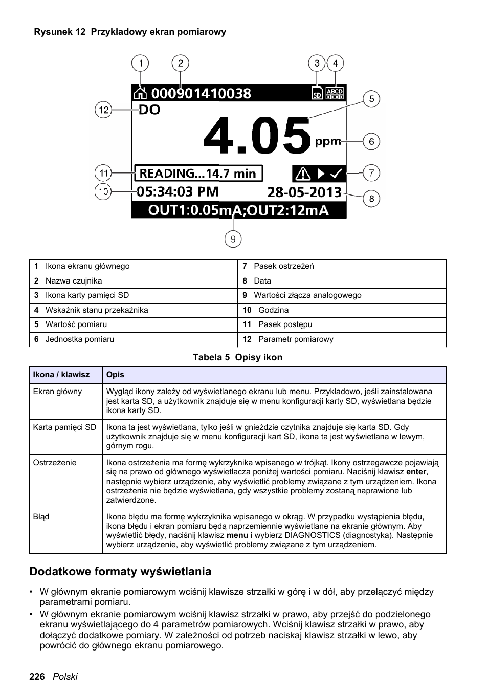 Dodatkowe formaty wyświetlania | Hach-Lange POLYMETRON 9500 Basic User Manual User Manual | Page 226 / 284