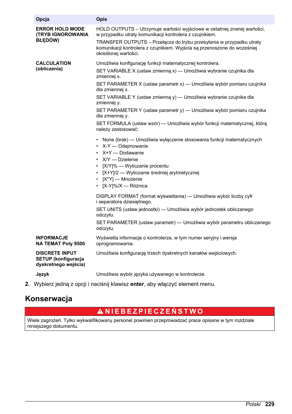 Konserwacja | Hach-Lange POLYMETRON 9500 Basic User Manual User Manual | Page 229 / 284