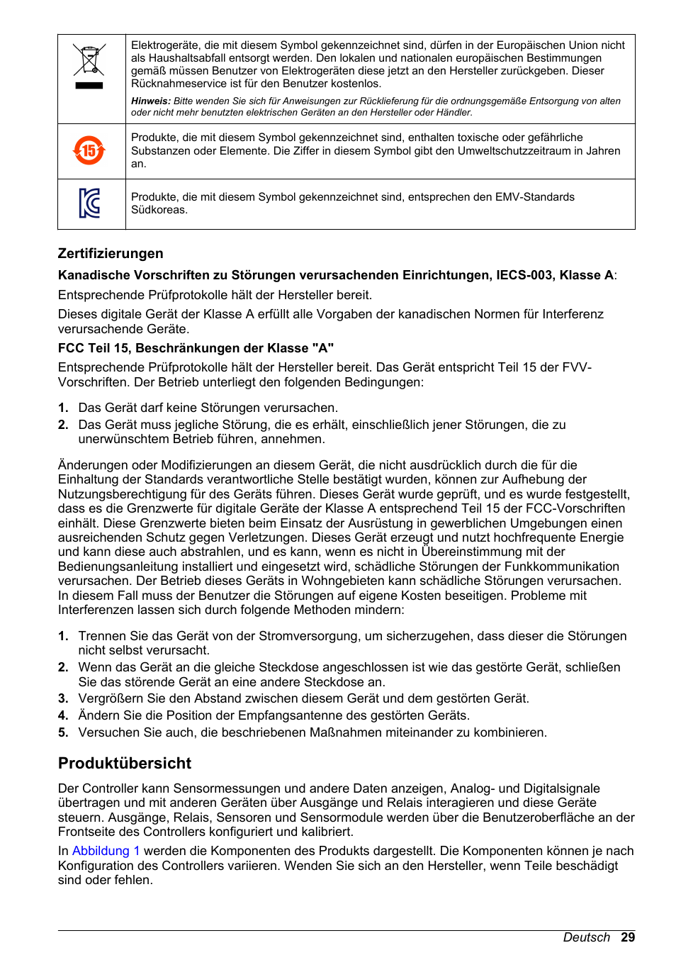 Zertifizierungen, Produktübersicht | Hach-Lange POLYMETRON 9500 Basic User Manual User Manual | Page 29 / 284
