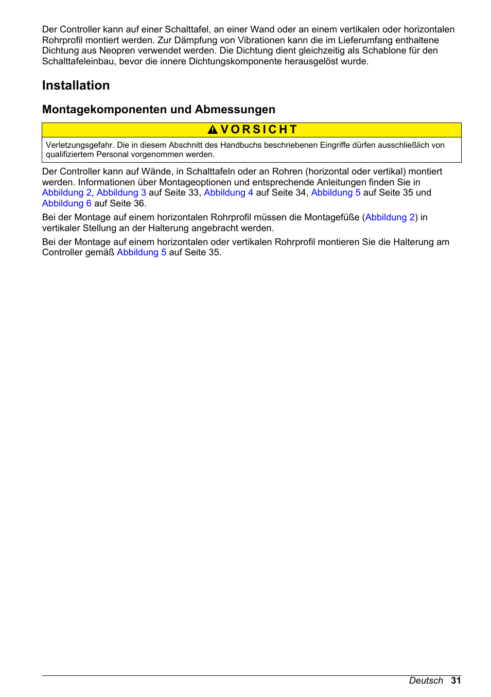 Installation, Montagekomponenten und abmessungen | Hach-Lange POLYMETRON 9500 Basic User Manual User Manual | Page 31 / 284