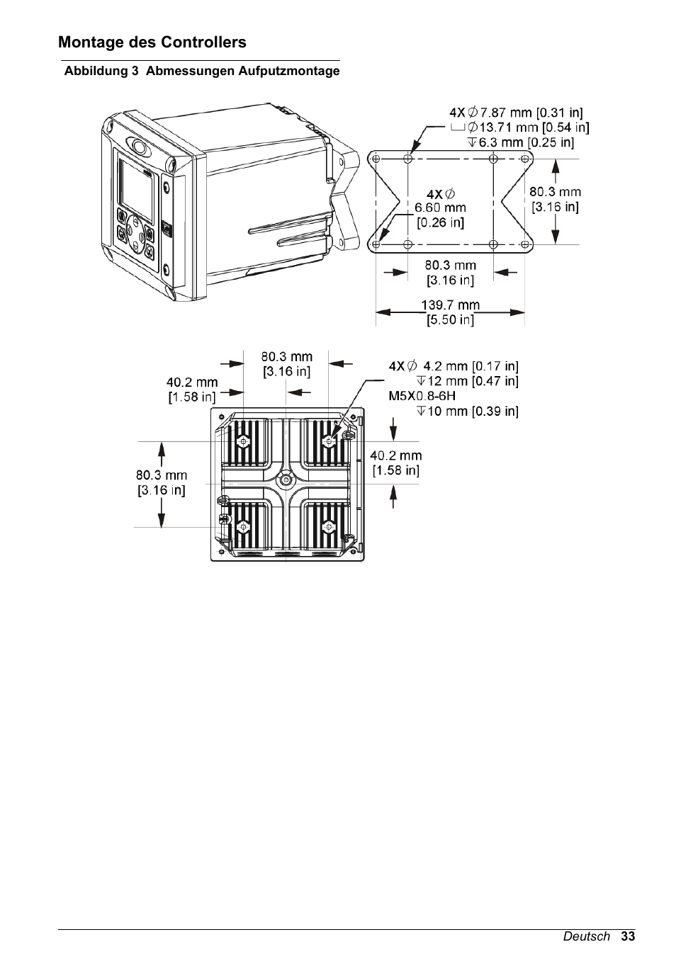 Montage des controllers, Abbildung 3, Auf seite 33 | Hach-Lange POLYMETRON 9500 Basic User Manual User Manual | Page 33 / 284