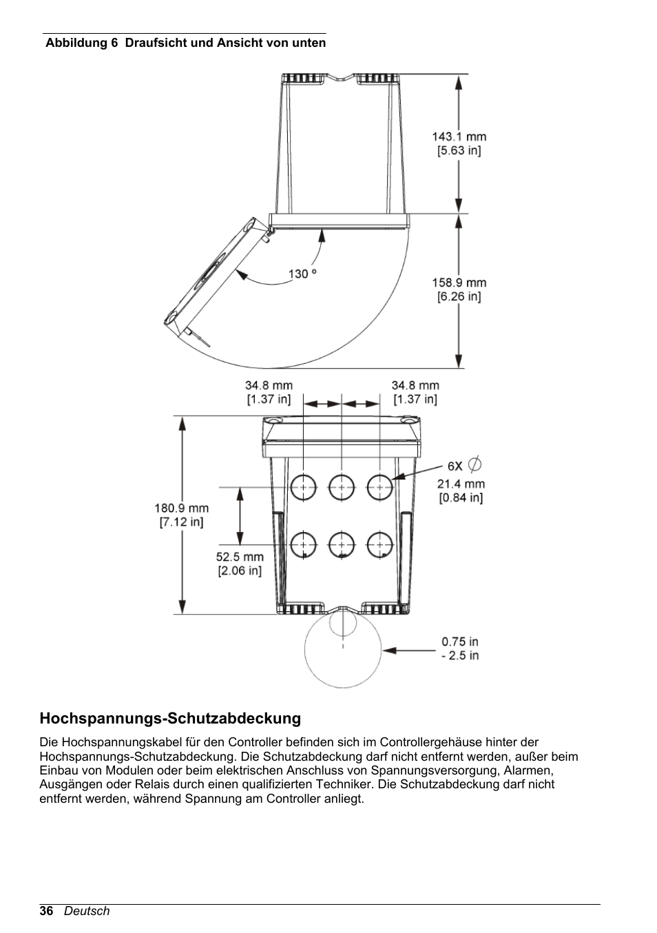 Hochspannungs-schutzabdeckung, Abbildung 6, Auf seite 36 | Hach-Lange POLYMETRON 9500 Basic User Manual User Manual | Page 36 / 284