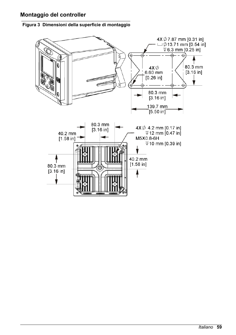 Montaggio del controller, Figura 3 | Hach-Lange POLYMETRON 9500 Basic User Manual User Manual | Page 59 / 284