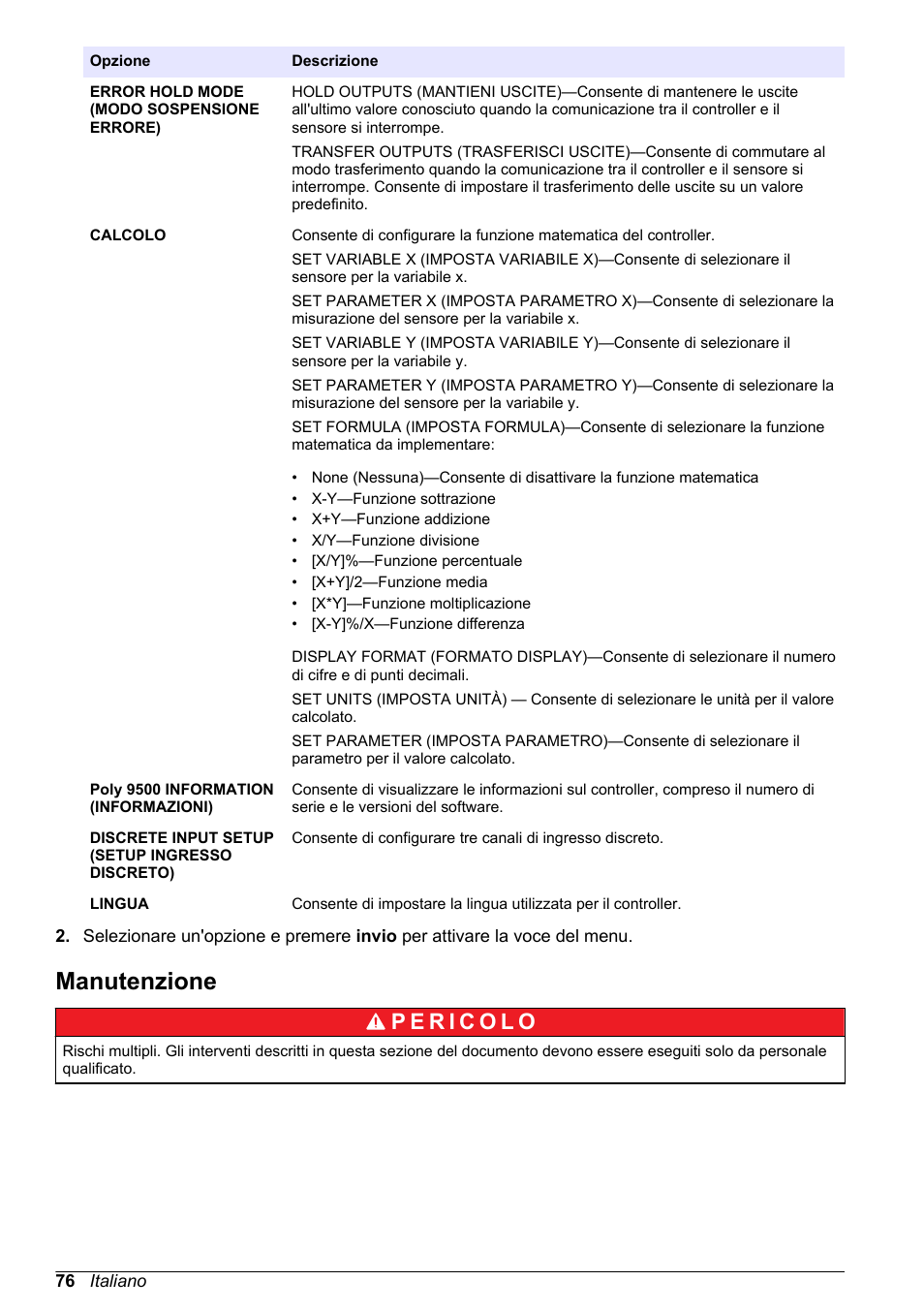 Manutenzione | Hach-Lange POLYMETRON 9500 Basic User Manual User Manual | Page 76 / 284