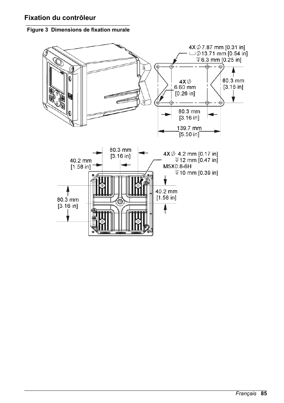 Fixation du contrôleur, Figure 3 | Hach-Lange POLYMETRON 9500 Basic User Manual User Manual | Page 85 / 284