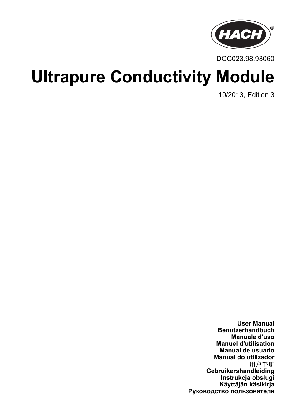 Hach-Lange POLYMETRON 9500 Conductivity Module User Manual User Manual | 228 pages