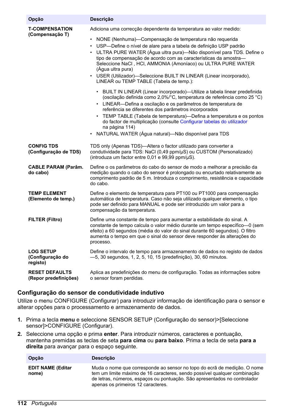 Configuração do sensor de condutividade indutivo | Hach-Lange POLYMETRON 9500 Conductivity Module User Manual User Manual | Page 112 / 228