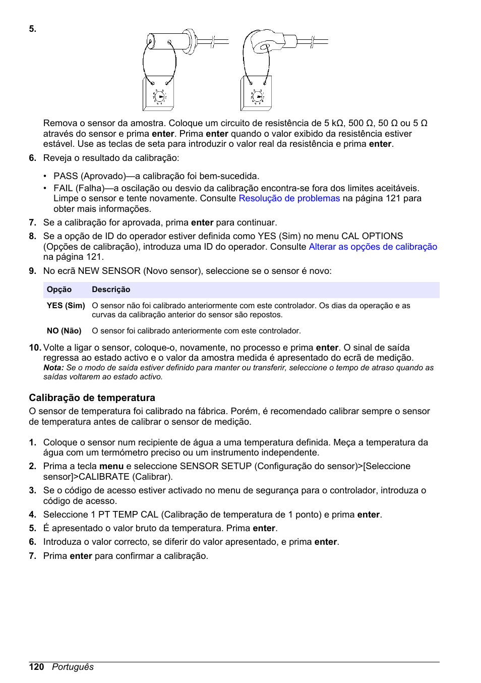 Calibração de temperatura | Hach-Lange POLYMETRON 9500 Conductivity Module User Manual User Manual | Page 120 / 228