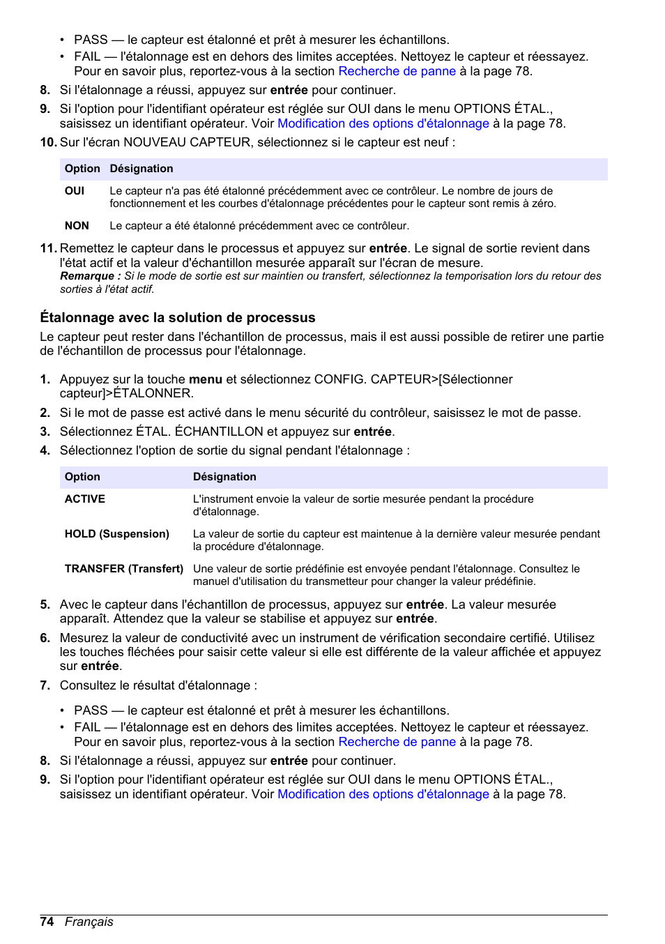 Étalonnage avec la solution de processus | Hach-Lange POLYMETRON 9500 Conductivity Module User Manual User Manual | Page 74 / 228