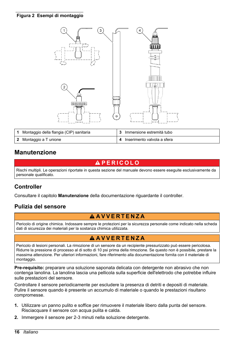 Manutenzione, Controller, Pulizia del sensore | Hach-Lange POLYMETRON 9500 Inductive Conductivity Sensors User Manual User Manual | Page 16 / 62