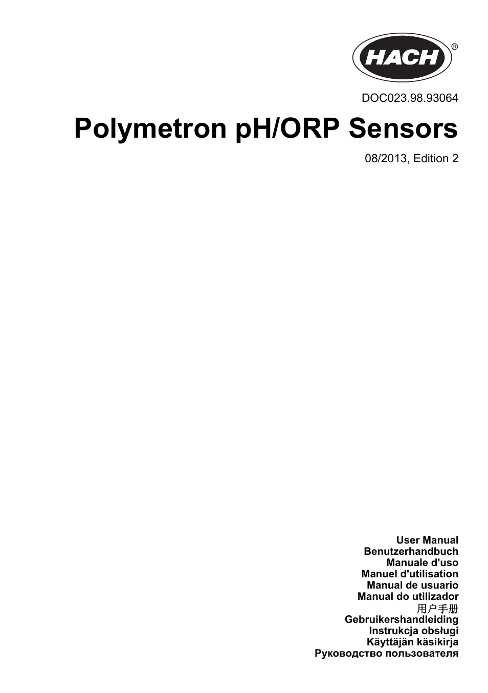 Hach-Lange POLYMETRON 9500 pH_ORP Sensors User Manual User Manual | 90 pages